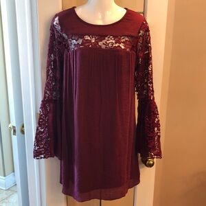 Burgundy Lace Sleeve Dress